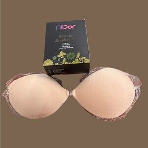 Niidor Strapless Backless Adhesive Breathable Push-up Bra D Cup Nude Color NIB